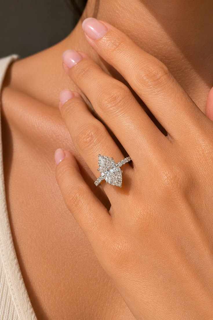 Marquise Cut Lab Grown Diamond Solitaire Engagement Ring, IGI Certified Ring, 14K Gold Wedding Jewelry
