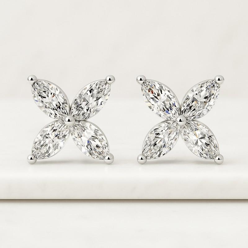 Marquise Cut Lab Grown Diamond Stud Earring Solitaire Wedding Gift Earring
