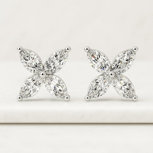 Marquise Cut Lab Grown Diamond Stud Earring Solitaire Wedding Gift Earring