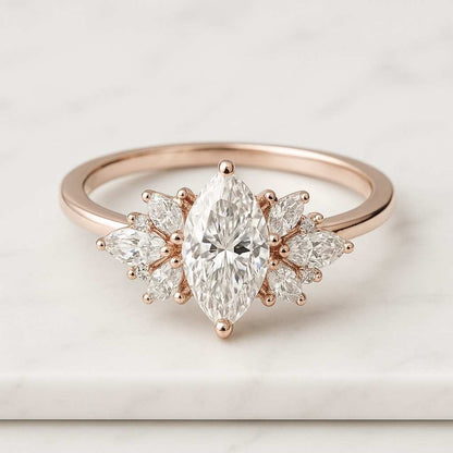 Marquise Cut Moissanite Engagement Ring 10K 14K 18K Gold Diamond Wedding Ring Her Solitaire Promising Jewelry Bridal Shower Ring Bride