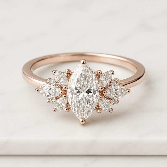 Marquise Cut Moissanite Engagement Ring 10K 14K 18K Gold Diamond Wedding Ring Her Solitaire Promising Jewelry Bridal Shower Ring Bride