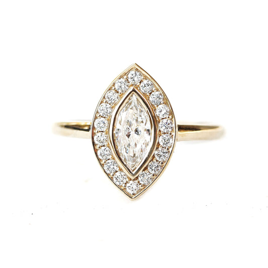 Marquise Cut Moissanite Engagement Ring, Pave Set Ring