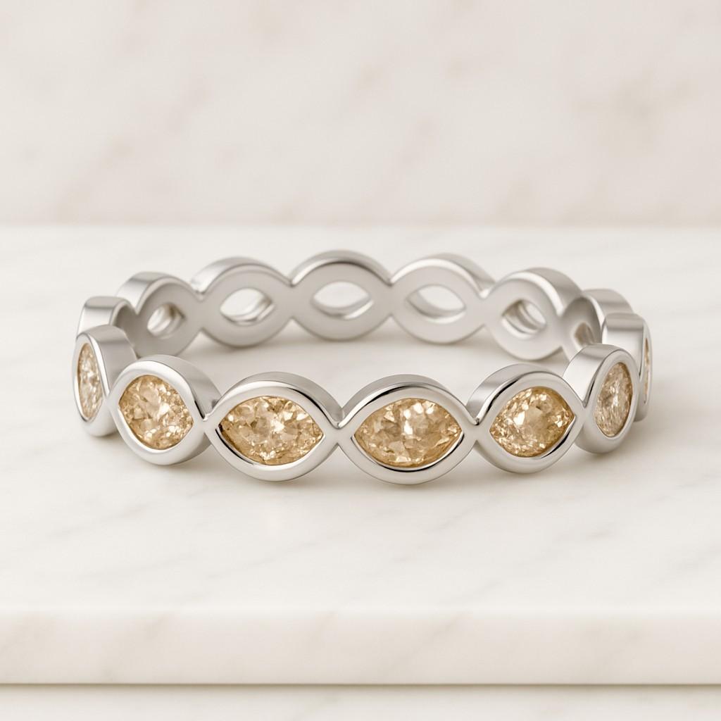 Marquise Cut Moissanite Eternity Band Unique Wedding Ring for Women Full Eternity Anniversary or Bridal Band