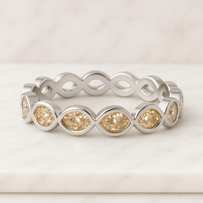 Marquise Cut Moissanite Eternity Band Unique Wedding Ring for Women Full Eternity Anniversary or Bridal Band