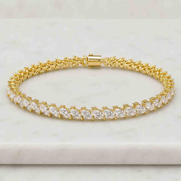 Marquise Cut Moissanite Tennis Bracelet, 14K Solid Gold Diamond Tennis Bracelet, Bridal Bracelet, Wedding Jewelry, Anniversary Gift For Her
