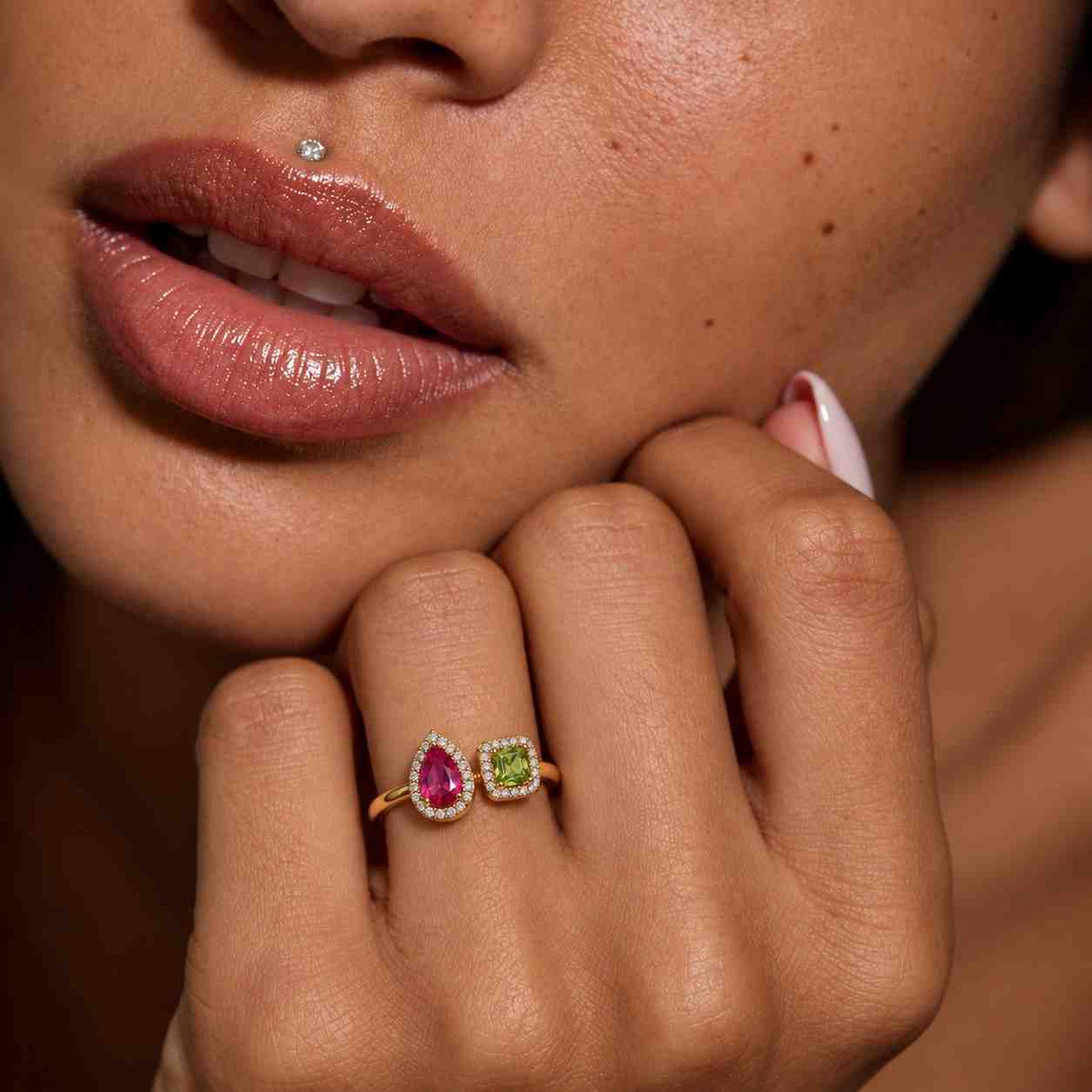Marquise Cut Peridot wedding band ring Unique Vintage Rose Gold Pink sapphire Stackable Ring Art Deco Peridot Moissanite Ring
