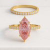 Vivid Pink Marquise Cut Diamond Engagement Ring and Wedding Band Set