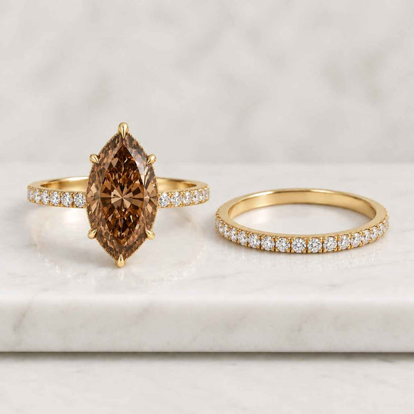 Marquise Cut Wedding Bridal Set, 925 Sterling Silver, Pear & Round Half Eternity Open Band, Solitaire Engagement Ring Set
