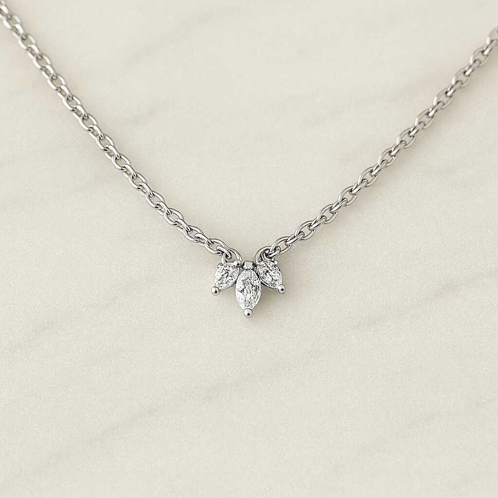 Marquise Diamond Cluster Necklace Dainty Leaf Vine Necklace For Wife