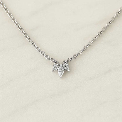 Marquise Diamond Cluster Necklace Dainty Leaf Vine Necklace For Wife