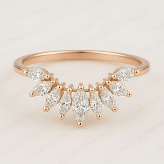 Marquise Diamond Engagement Ring Genuine Lab Grown Diamond Anniversary Ring Unique Proposal Ring for