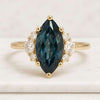Blue Sapphire Marquise Cut Vintage Gemstone Engagement Ring