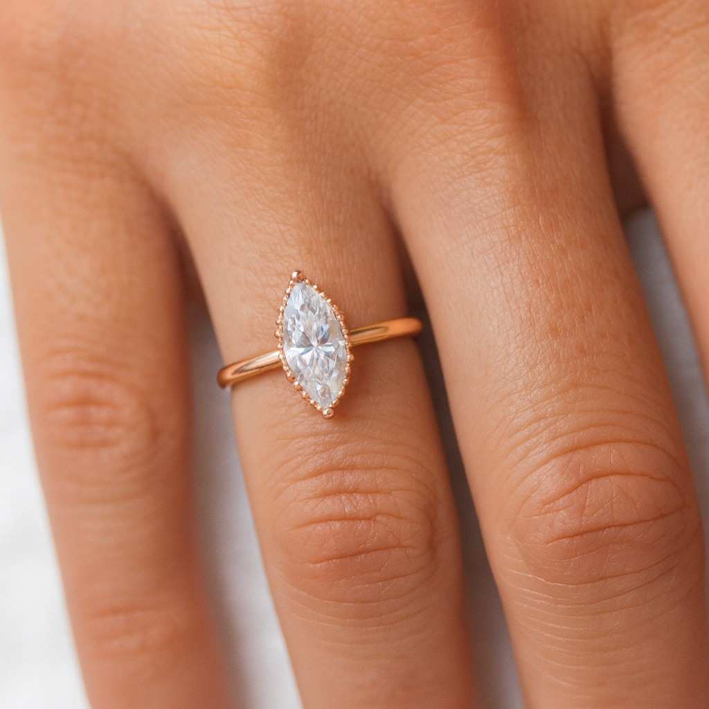Marquise Diamond Engagement Ring Knife Edge Shank Ring Genuine Lab Grown Diamond Ring 7 Marquise Diamond Proposal Ring Anniversary Ring Gift