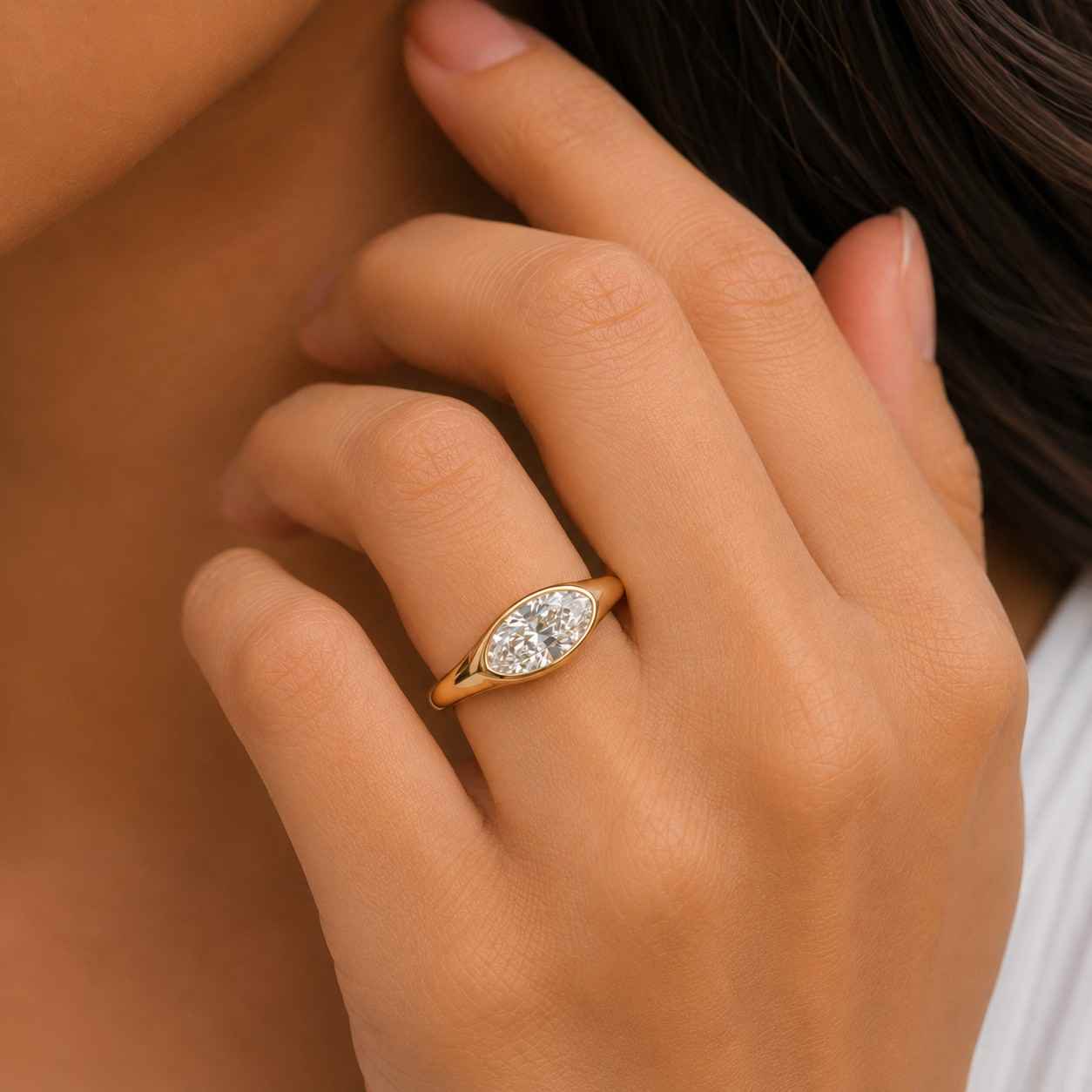 Marquise Diamond Flower Engagement Ring, Floral Lab Grown Diamond Ring
