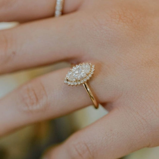 Marquise Diamond Halo Rings