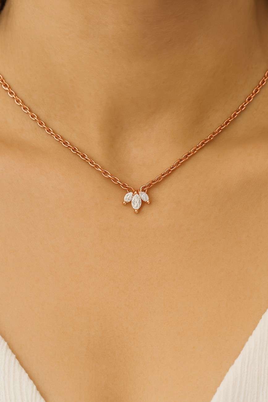 Marquise Diamond Necklace Dainty Diamond Pendant Necklace Minimalist Diamond Jewelry