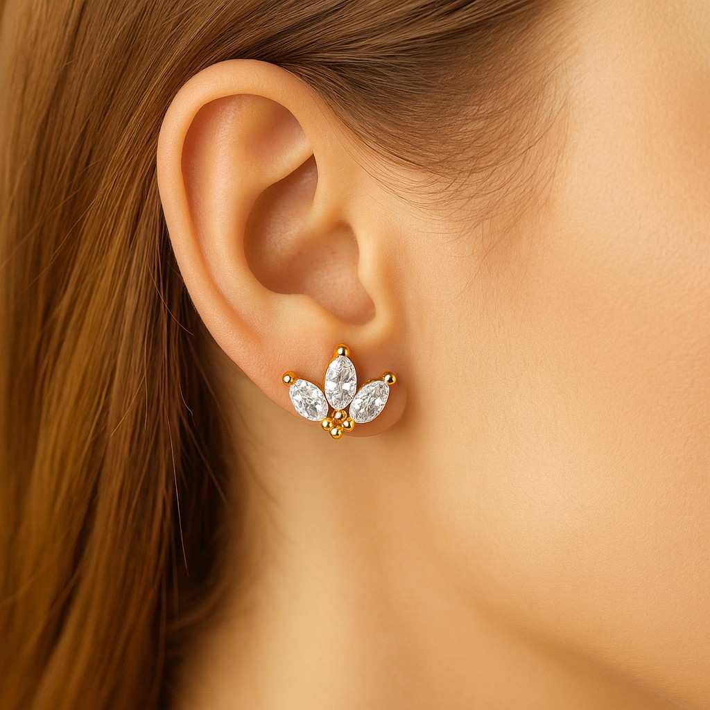 Marquise Diamond Studs 10K 14K 18K Solid Gold Earrings Dainty Diamond Earrings Tiny Stud Earrings