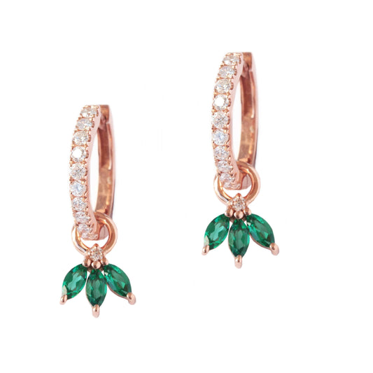 Marquise Diamond Waterdrop Hoop Earrings, Leaf Huggie Sleeper Earrings