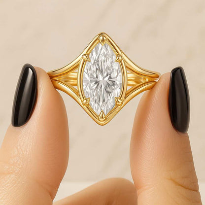 Marquise Diamond Wedding Set Unique Bridal Set Ring for Her Marquise Cluster Ring Chevron Engagement Ring Set IGI Certified Marquise Ring For