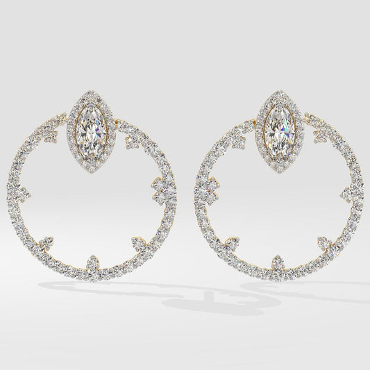 Marquise Diamonds Large Gold Hoop