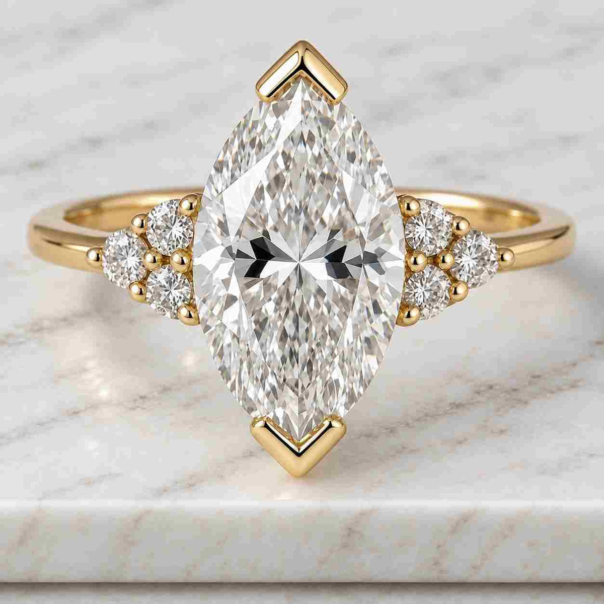 marquise e color vvs2 clarity igi certified marquise lab grown diamond solitaire engagement ring with hidden halo of round diamonds