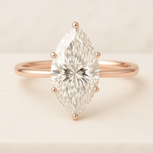 Marquise Engagement ring Gold Travel ring Unique Silver Promise ring