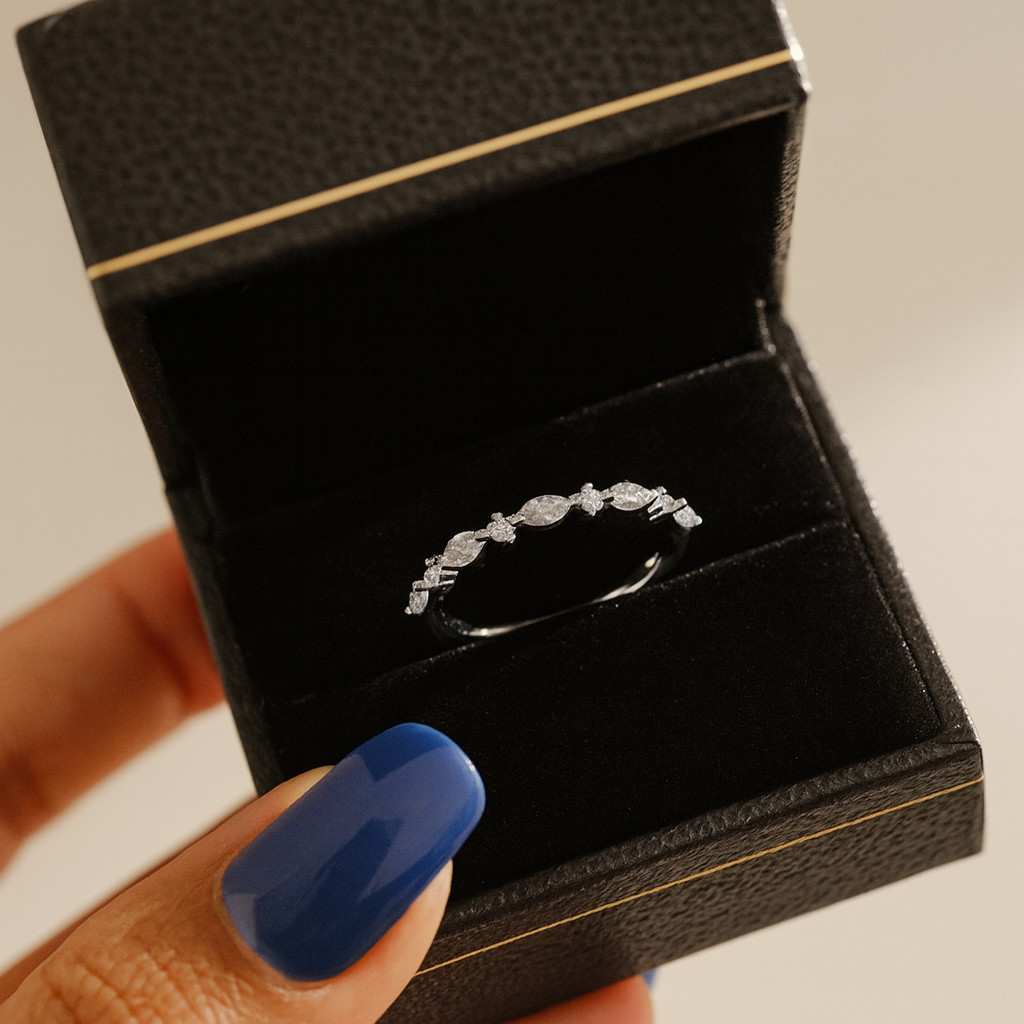 Marquise Eternity Ring Wedding Band Marquise Vintage Ring Anniversary Ring Diamond Ring Eternity Band