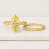 Vivid Yellow Marquise Diamond Engagement Ring and Wedding Band