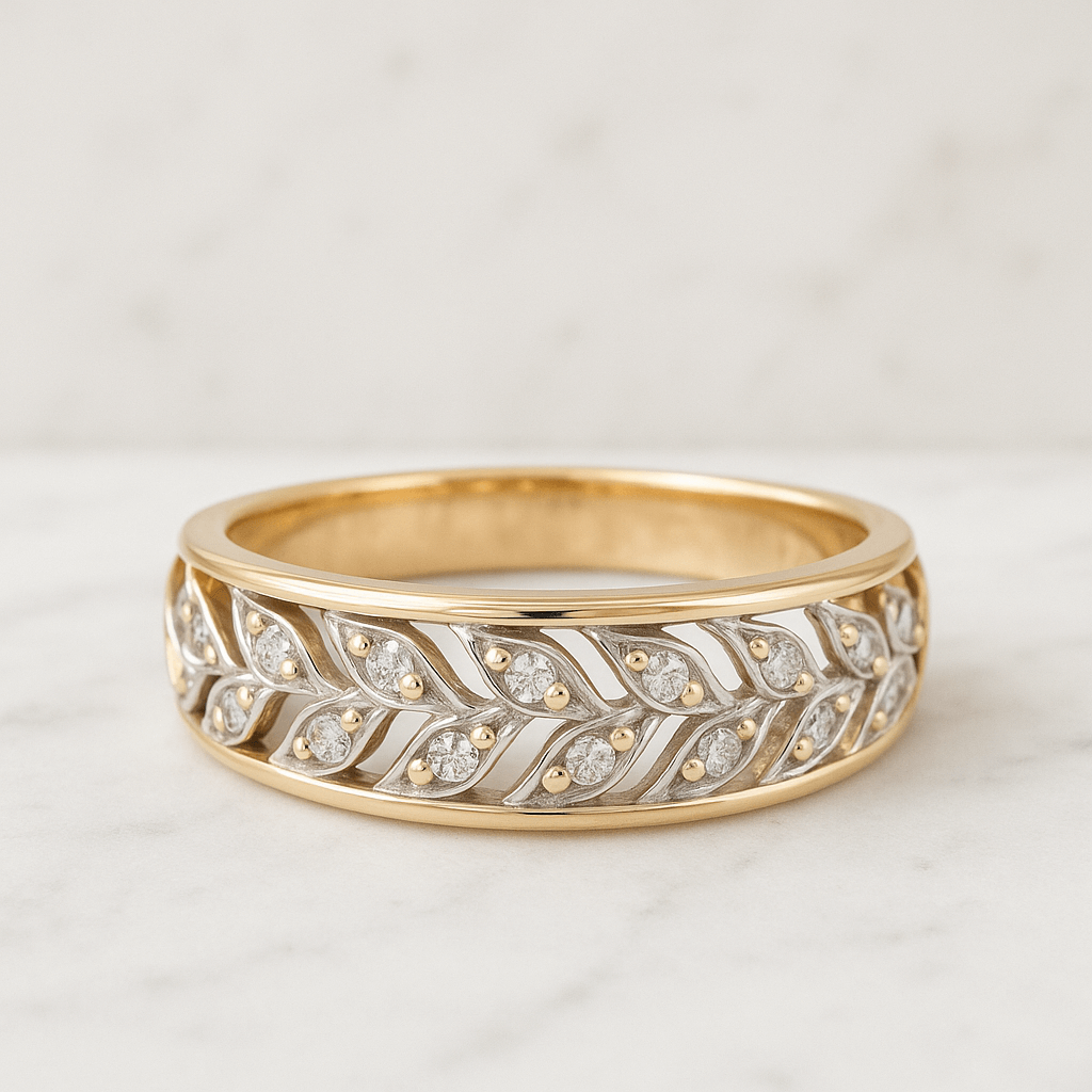 Marquise Lab Diamond Engagement Ring 14k Gold Floral Design