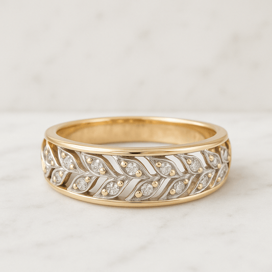 Marquise Lab Diamond Engagement Ring 14k Gold Floral Design