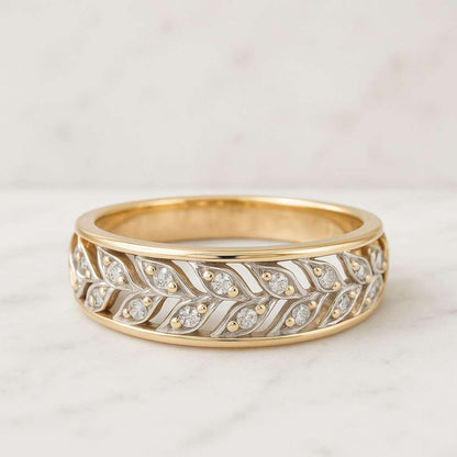 Marquise Lab Diamond Engagement Ring 14k Gold Floral Design Band For Birthday Gift