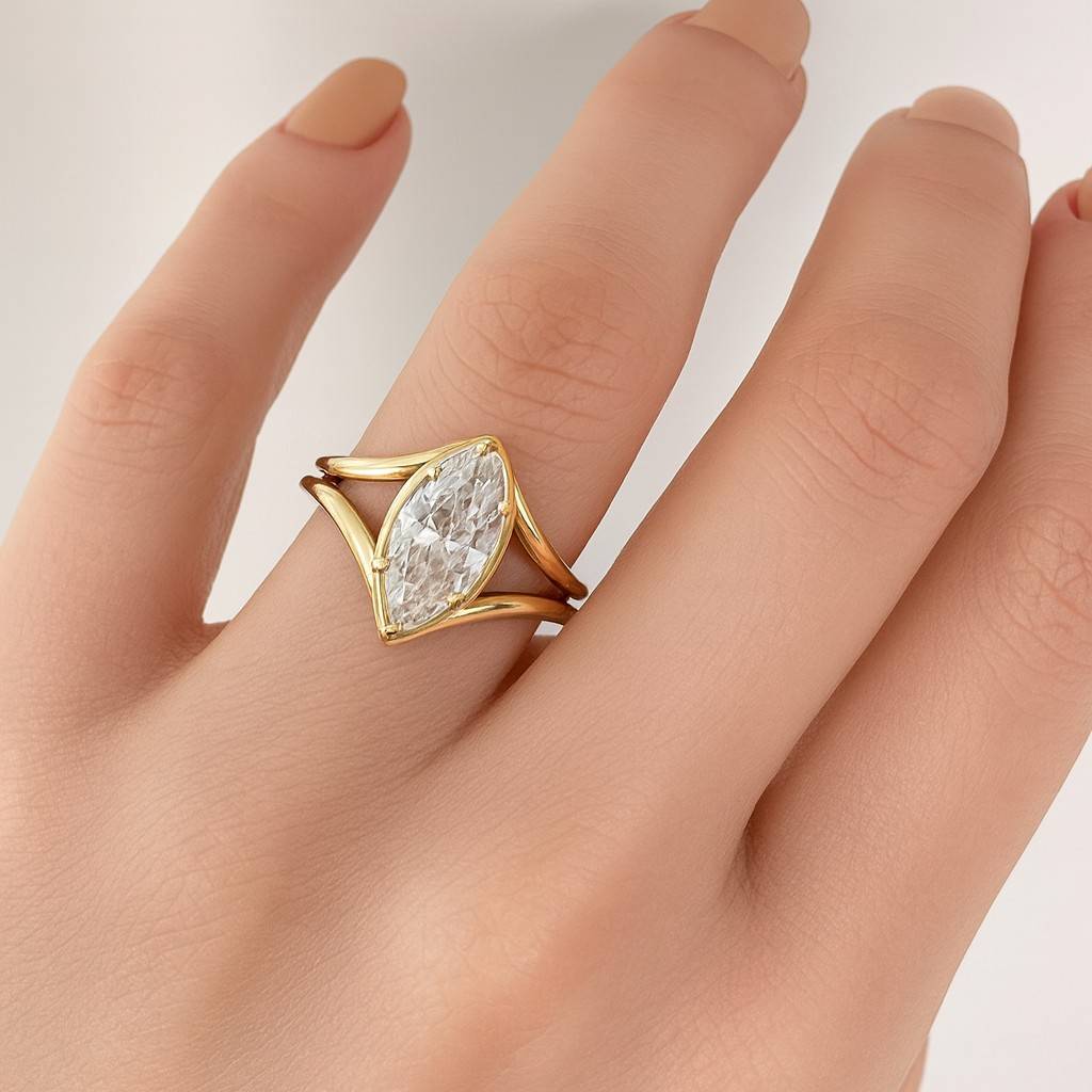 Marquise Lab Diamond Engagement Ring Genuine Lab Grown Diamond Wedding Ring IGI Certified Diamond Ring Anniversary Gift White Yellow Rose Gold Ring