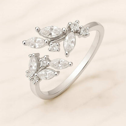 Marquise Lab Diamond Flower Engagement Ring IGI Certified  White Gold