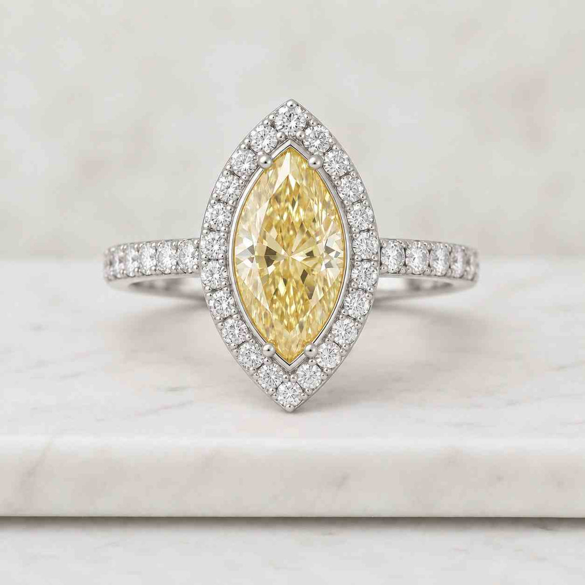 Marquise Lab Grown Diamond Engagement Ring 14K Gold, Igi Certified EF+ Color VS+ Solitaire Hidden Halo Ring, Bridal Jewelry Gift