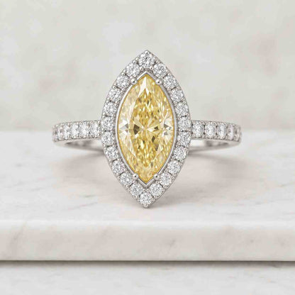 Marquise Lab Grown Diamond Engagement Ring 14K Gold, Igi Certified EF+ Color VS+ Solitaire Hidden Halo Ring, Bridal Jewelry Gift