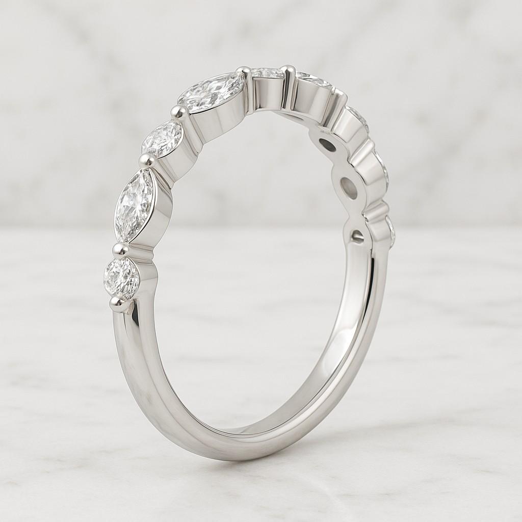 Marquise Lab Grown Diamond Engagement Ring: IGI Certified Trilogy Ring
