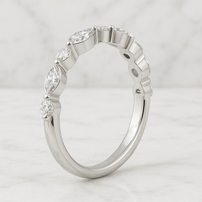 Marquise Lab Grown Diamond Engagement Ring: IGI Certified Trilogy Ring
