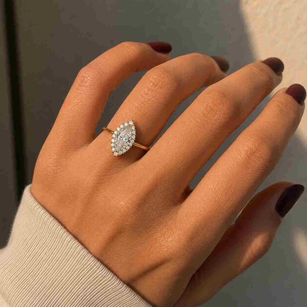 Marquise Lab Grown Diamond Halo Engagement Ring
