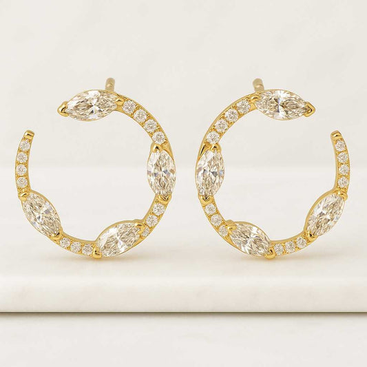 Marquise Leaf Duo Stud Earrings Two Marquise Diamond Earrings Genuine Lab Grown Diamond Stud Anniversary Birthday Gift Ideas Everyday Wear