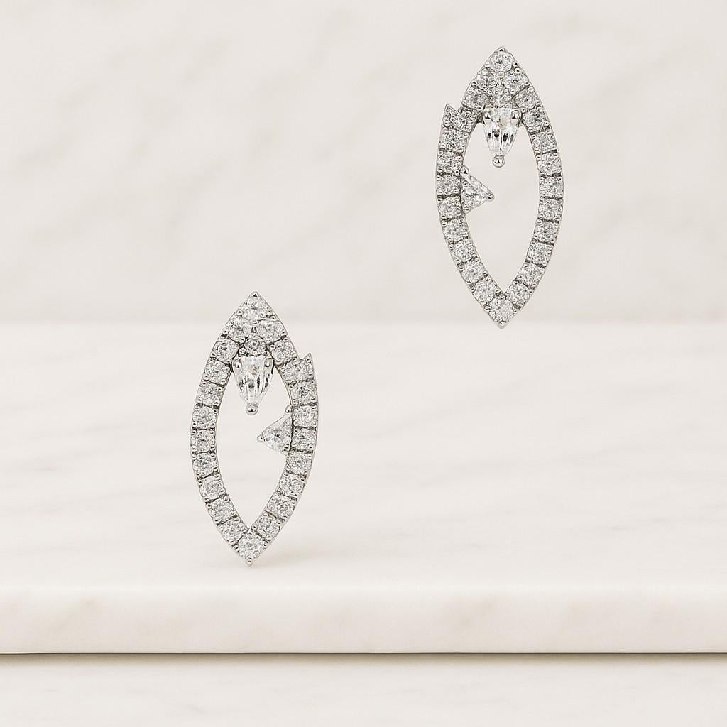 Marquise Round Diamond Band Ring Real Diamond Stackable Ring Solid Gold Marquise Wedding Band