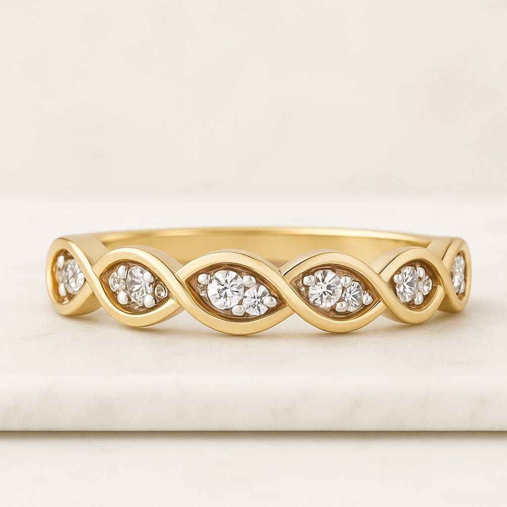 marquise shape round cut lab grown diamond band