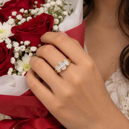 Marquise Trilogy Engagement Ring with Pear Side Stones, 18K Yellow Gold, IGI Certified Lab Grown Diamond, D-F Color VVS-VS1,Made in New York
