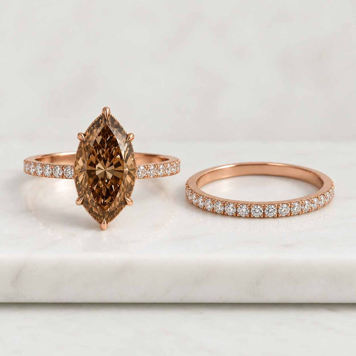 Marquise Wedding Set Diamond Bridal Set Ring for Her Marquise Engagement Ring Chevron Ring Set IGI Certified Best Matching Marquise Ring Set

