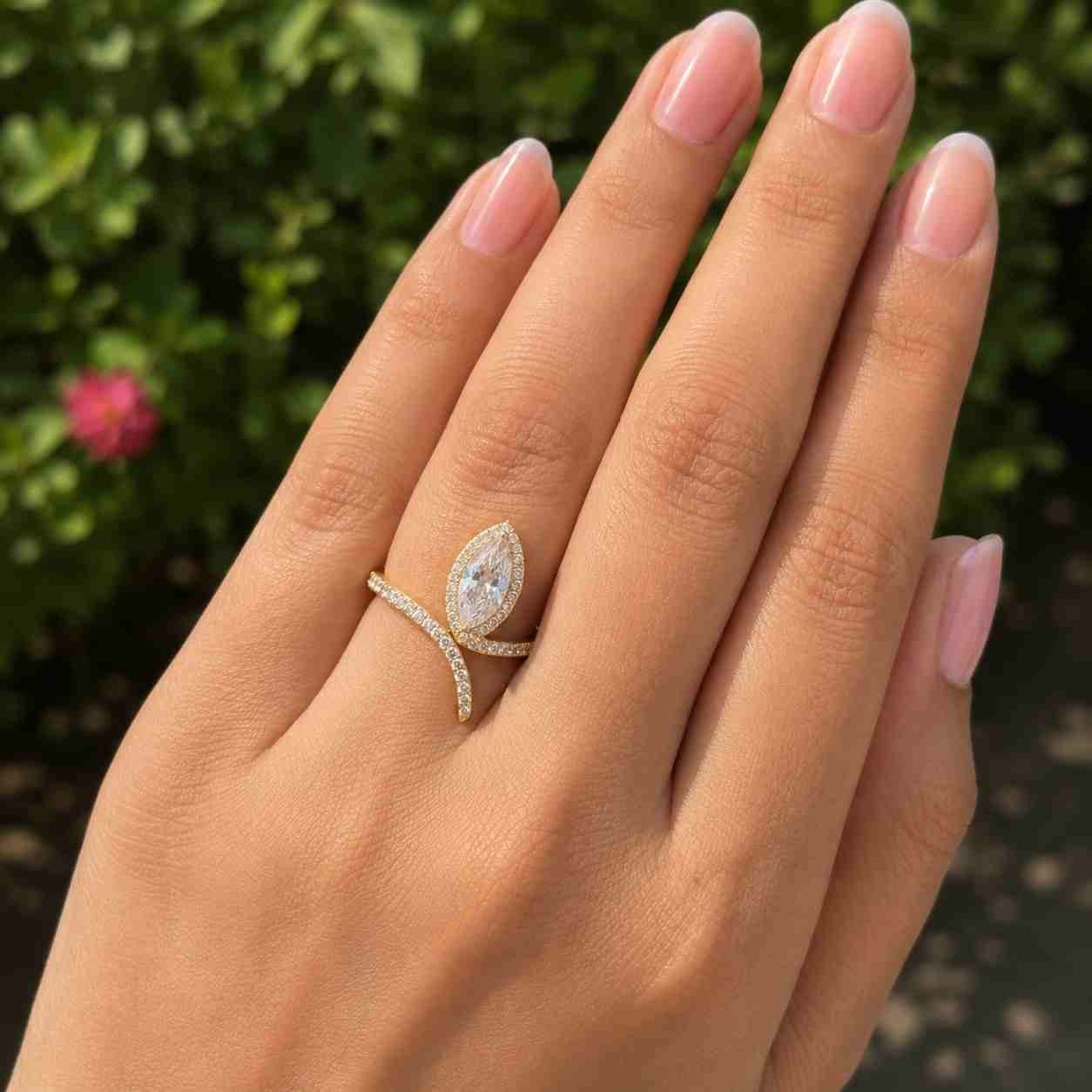 marquise cut e,vvs2 igi certified lab diamond engagement ring in bypass setting lab grown diamond ring unique wedding anniversary gifts
