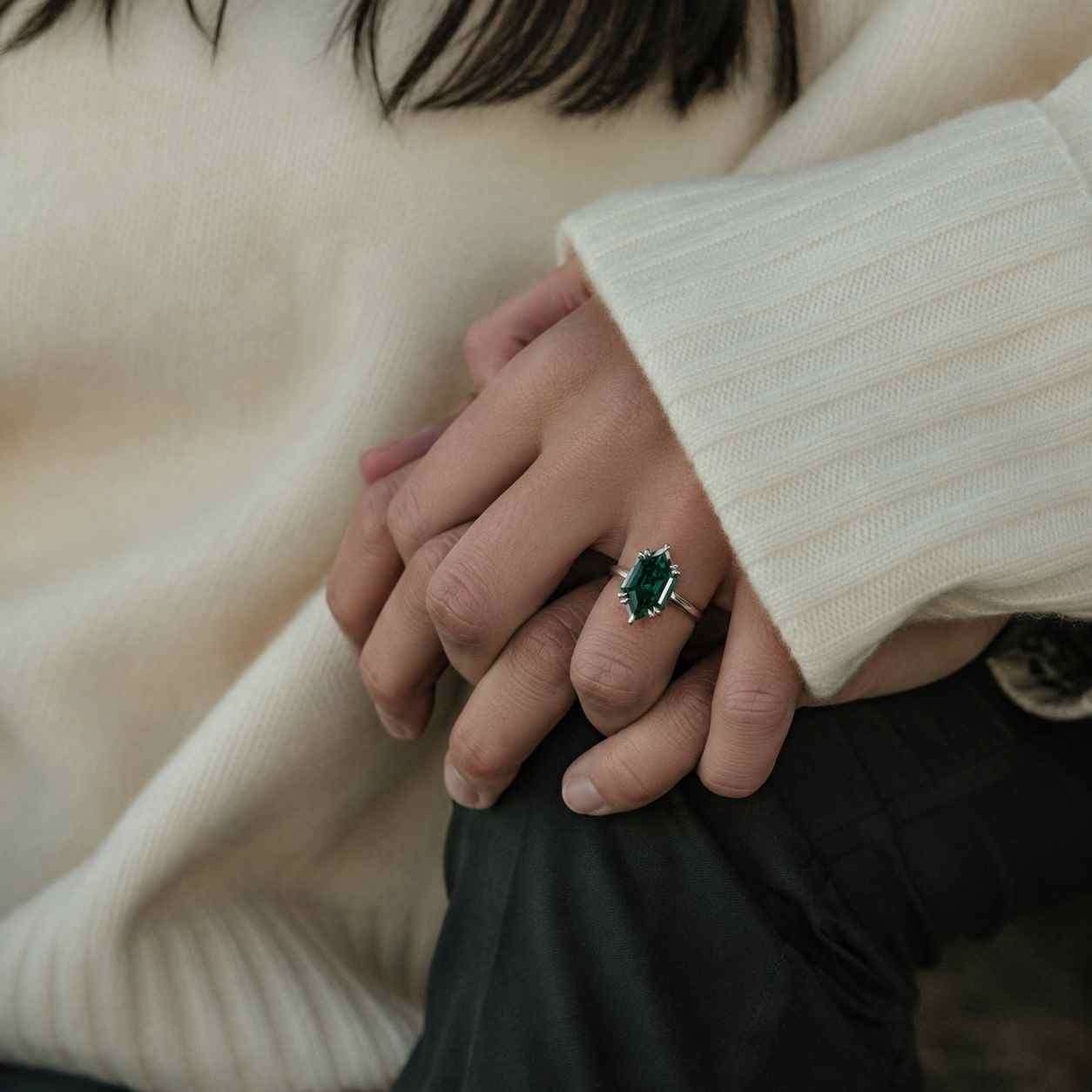 marquise cut emerald engagement ring unique rose gold moissanite ring woman antique diamond ring bridal ring promise ring anniversary ring
