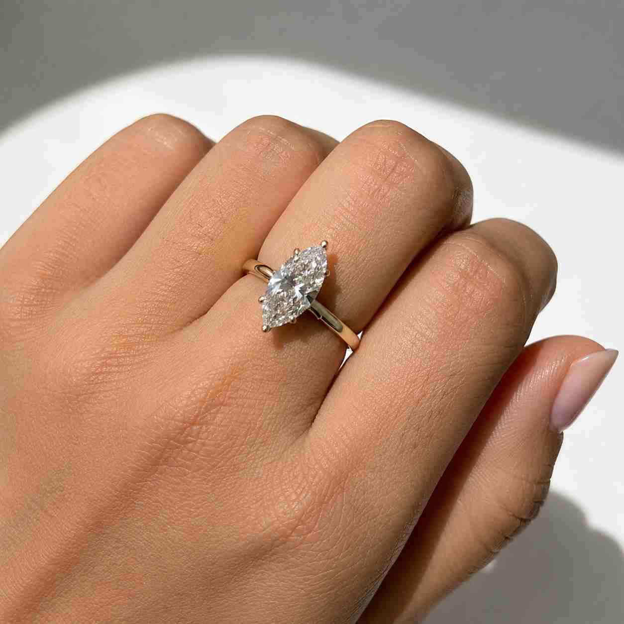 marquise lab grown diamond solitaire engagement ring for women