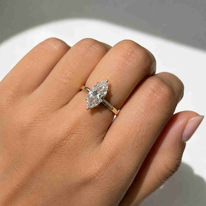 Marquise lab grown diamond solitaire engagement ring for women