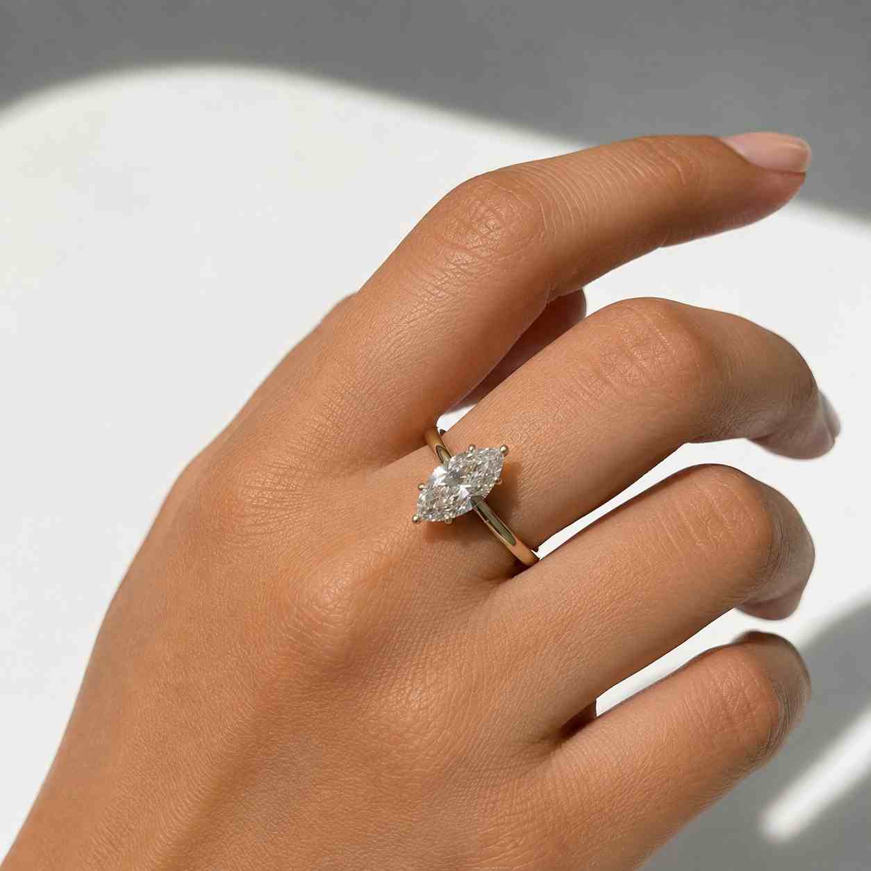 marquise shaped lab grown diamond engagement ring gift for her 