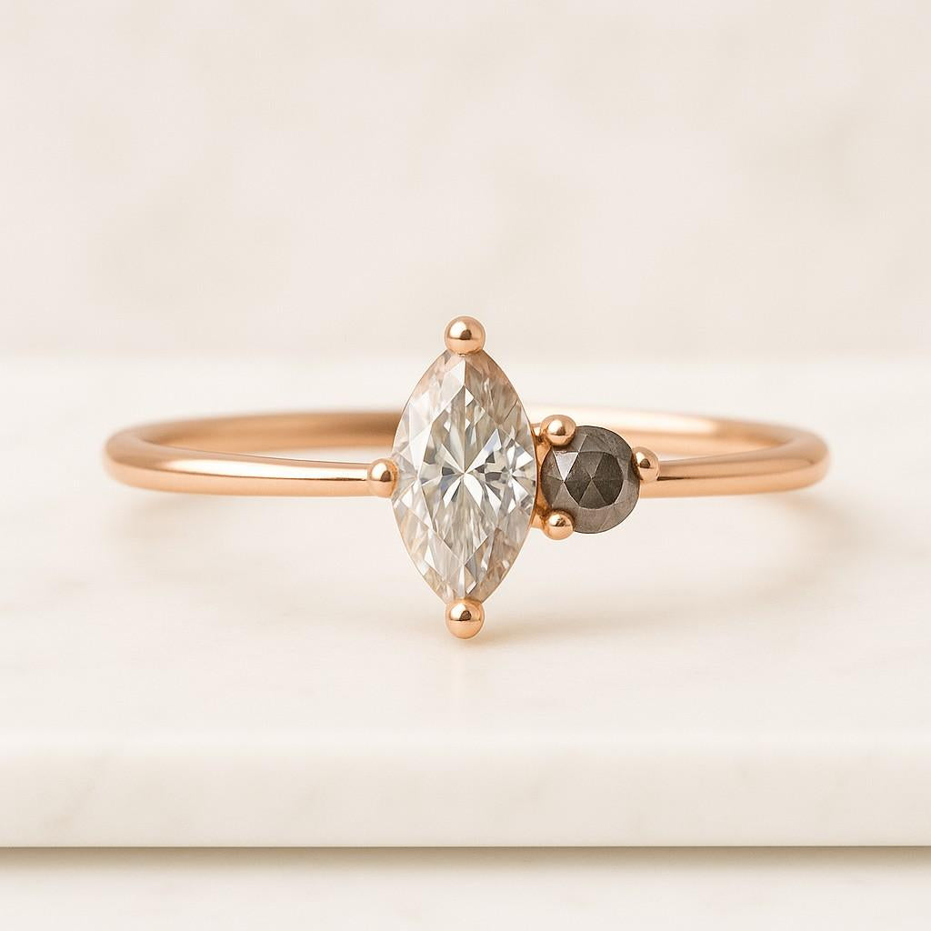 Marquise and Round Cut Diamond Wedding Band Curved Half Eternity Stackable Band for Women Stackable Band Shared Prong Wedding Band