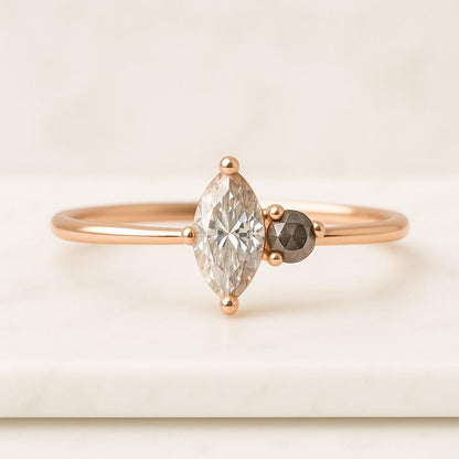 Marquise and Round Cut Diamond Wedding Band Curved Half Eternity Stackable Band for Women Stackable Band Shared Prong Wedding Band